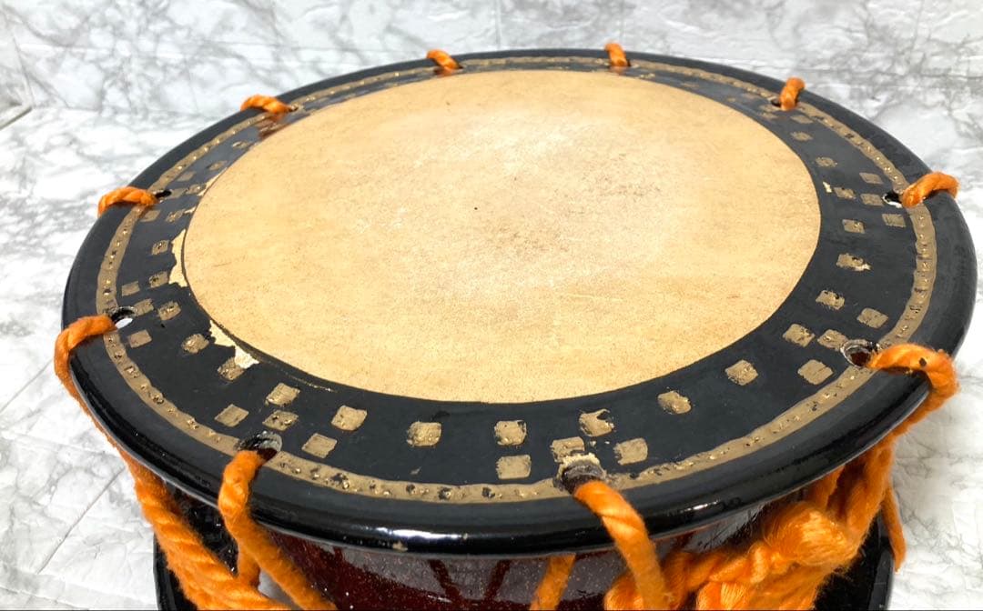 【高級】 締太鼓 紐締め バチ 2組 平太鼓 和太鼓 34cm