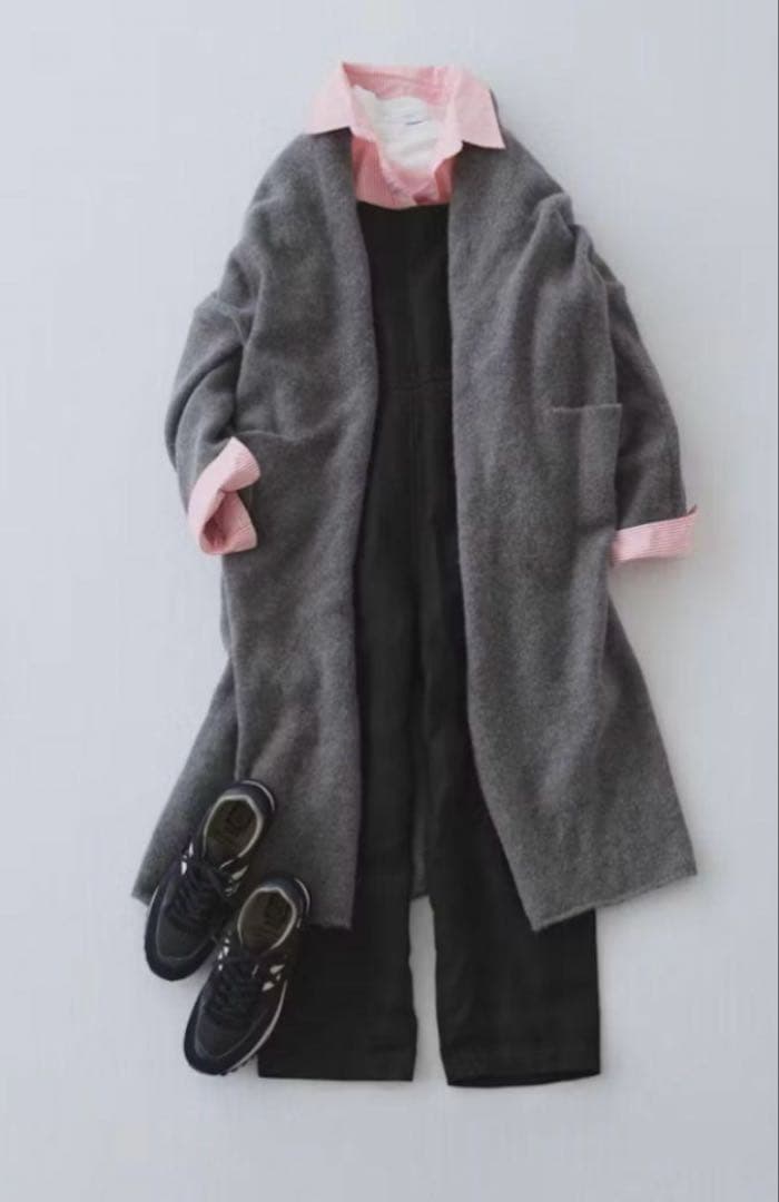 北欧暮らしの道具店　アルパカ混 ロングカーディガン グレー