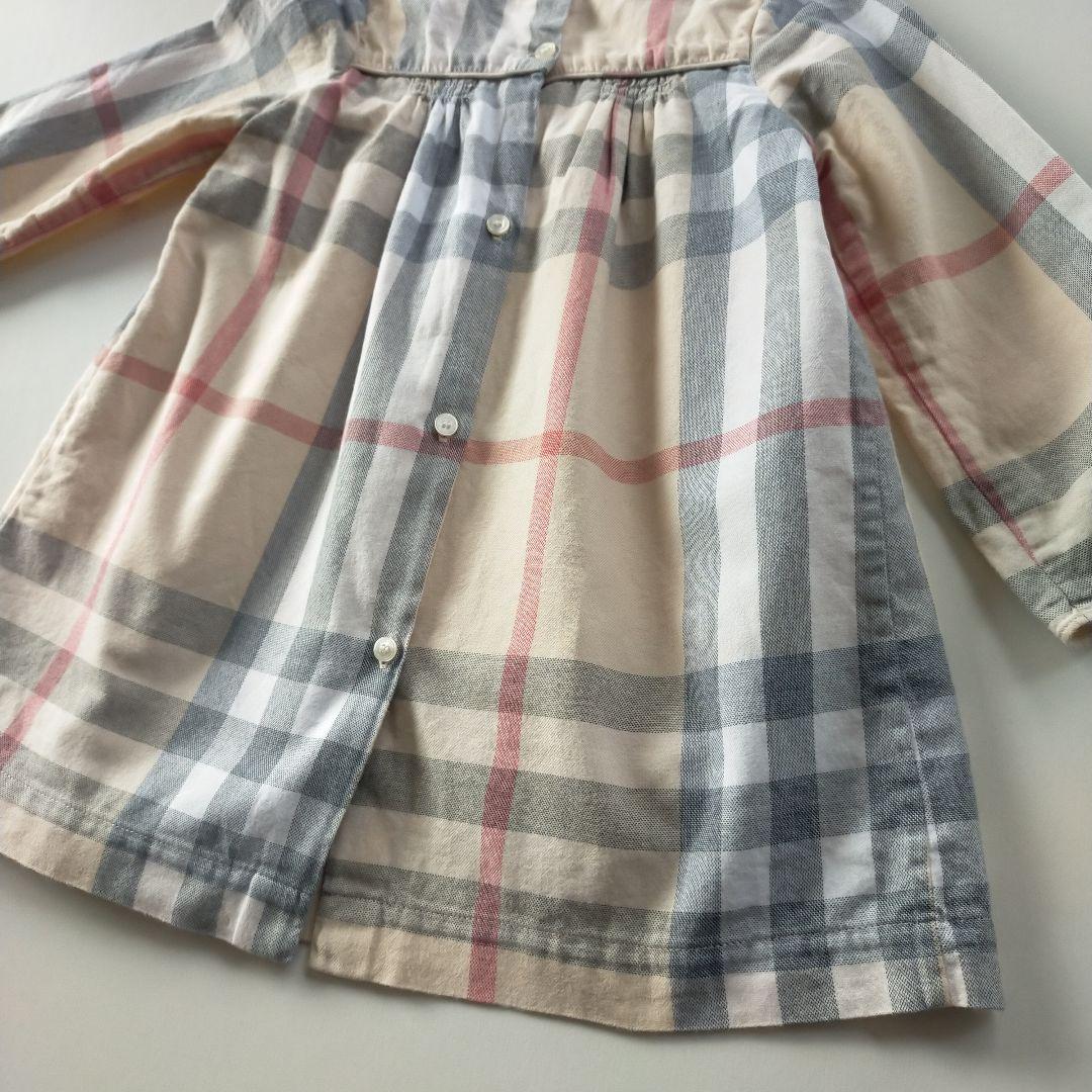 美品★18M 86cm BURBERRYバーバリー チェック 長袖ワンピース