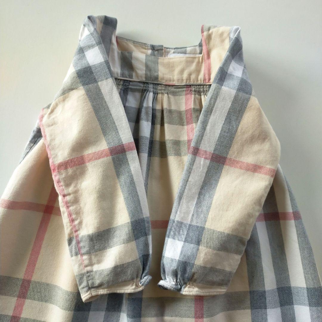 美品★18M 86cm BURBERRYバーバリー チェック 長袖ワンピース