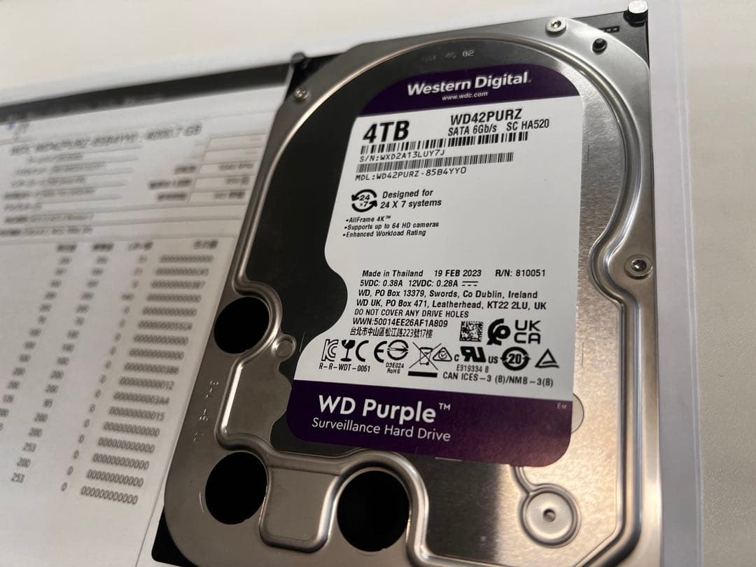AI解説付き：WD Purple 4TB 内蔵型ハードディスク ：365時間