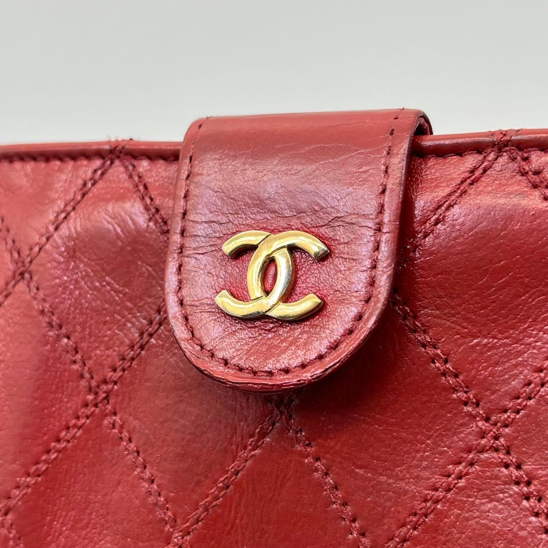 CHANEL 二つ折り財布 ビコローレ ココマーク ゴールド金具 がま口 レザー