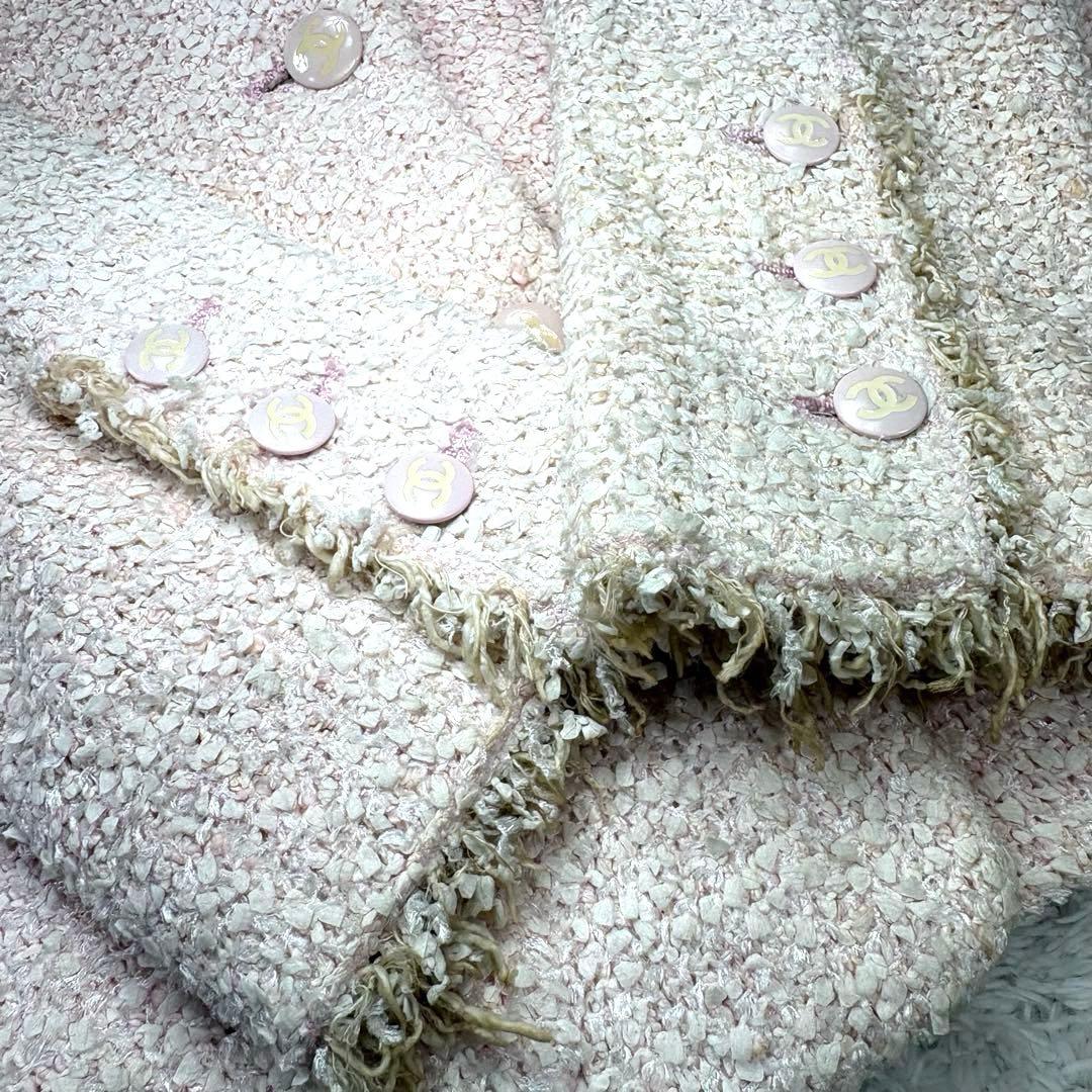 CHANEL シャネル ツイードジャケット ピンクベージュ ココマーク 40