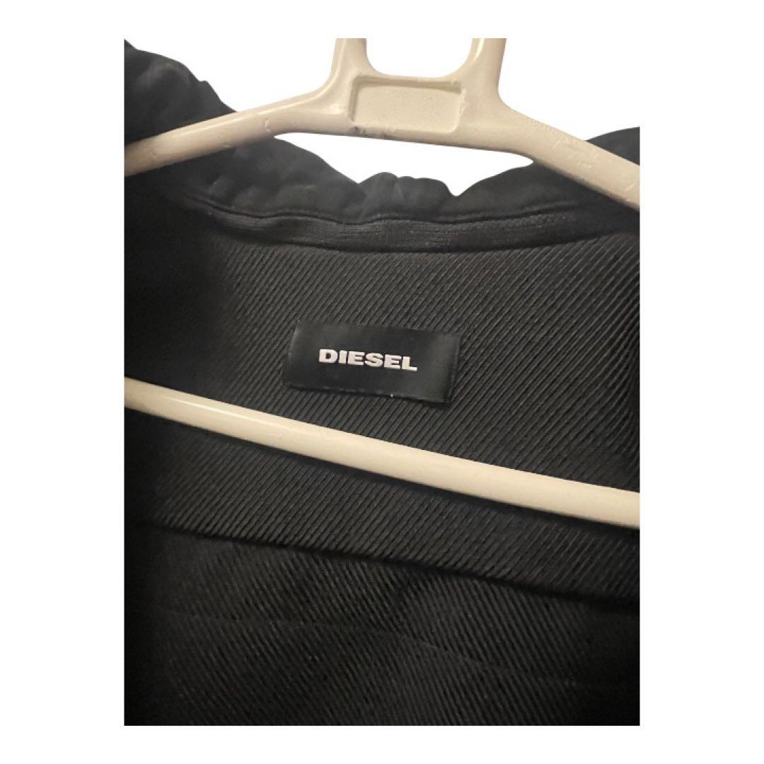 美品DIESEL バックロゴ フーデッドシャツジャケット L 黒メンズ春アウター