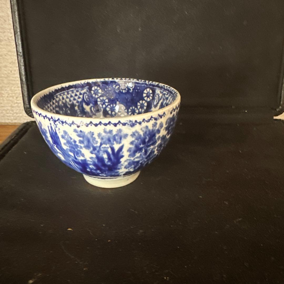 フランスアンティークカフェオーレボール　藍色