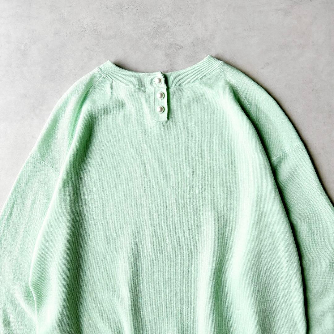 美品☆23区 ウールブレンド バック パール ニット　ミントグリーン　38 M