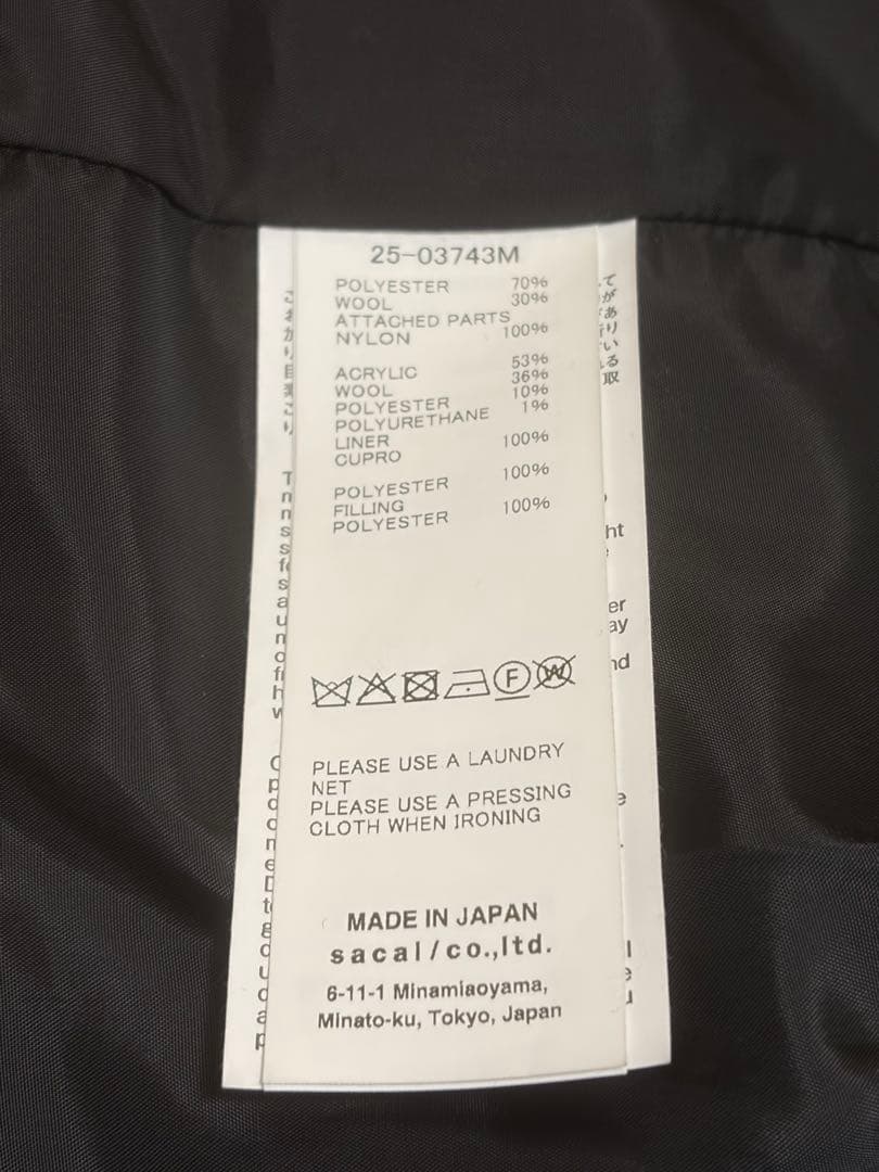 sacai men's suiting jacket MA-1 テーラード
