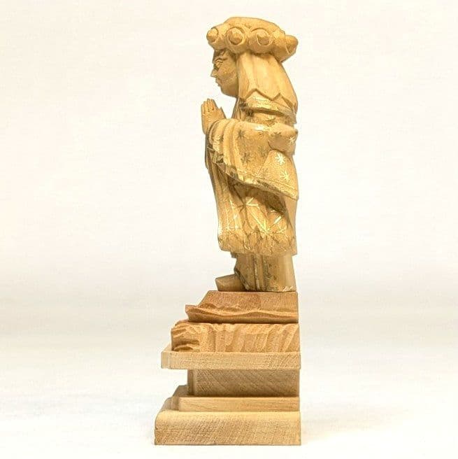【さらに値下げ・新品】 中山鬼子母神　金泥　顔書き　上彫　柘植　総高さ約8.5㎝