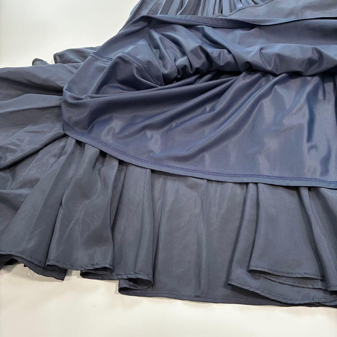 【美品】ANAYI プリーツスカート ロング ネイビー 日本製 38