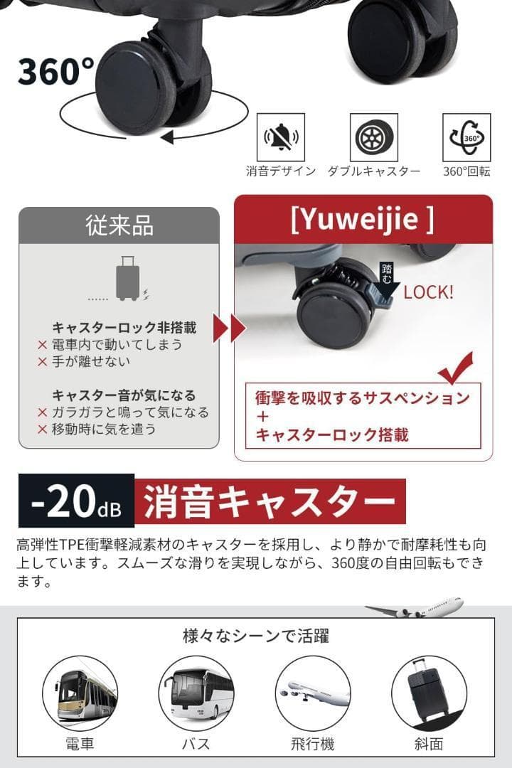 スーツケース 拡張型 キャリーケース 軽量 M USB カップホルダー付 グレー