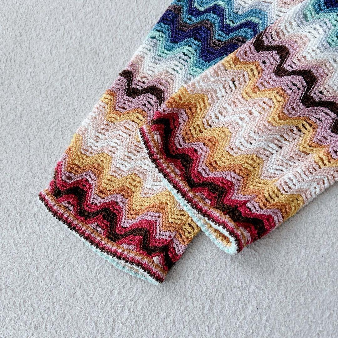 美品✨MISSONI ロングカーディガン ボーダー マルチカラー　XL相当