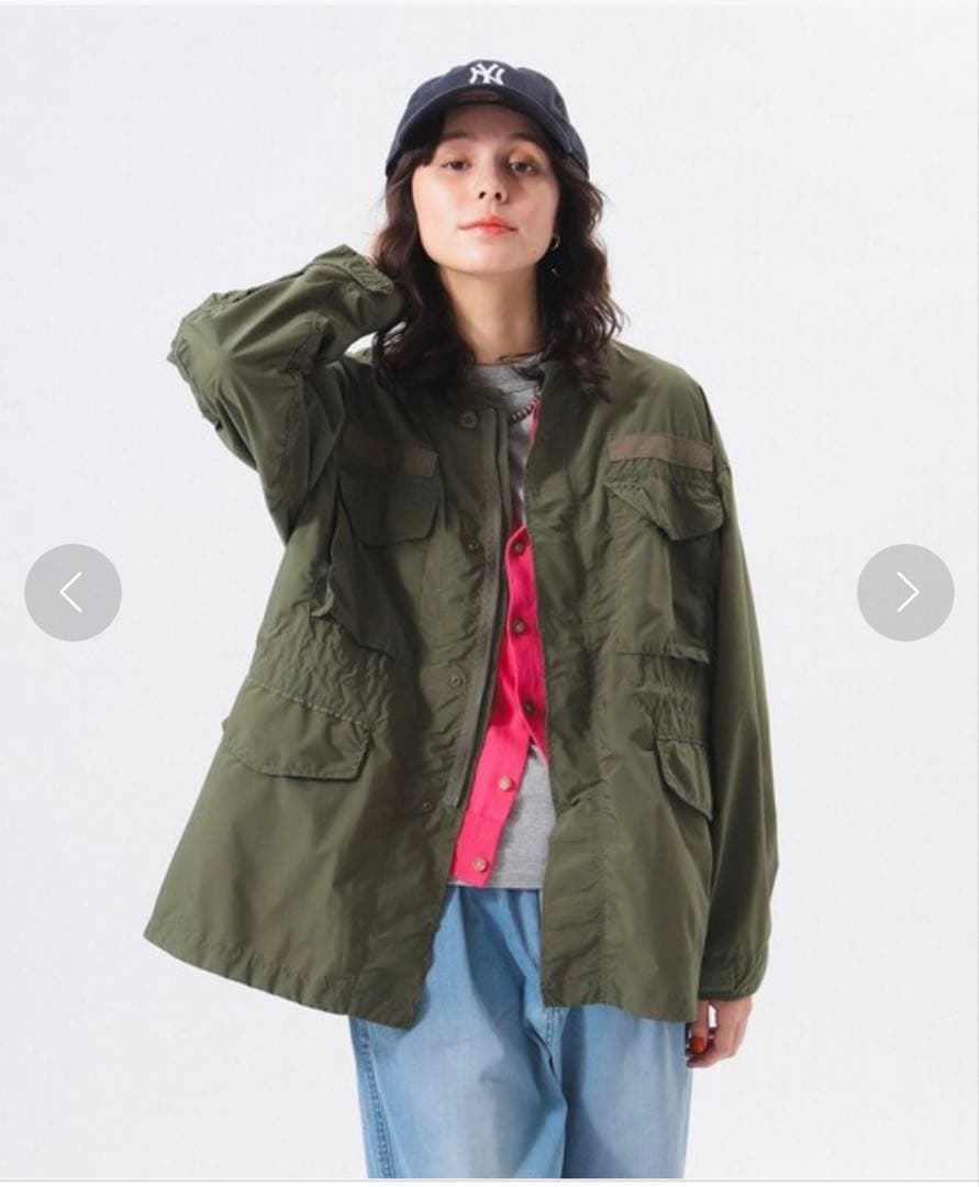 BEAMS BOYソロテックスミリタリー ブルゾン ノーカラー