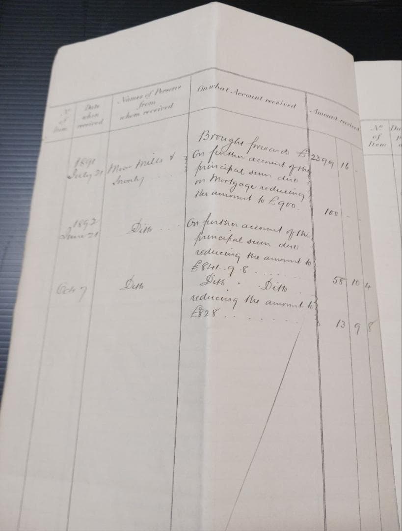 19世紀 英国 遺産会計文書 手書き証書 収入支出記録 印紙付