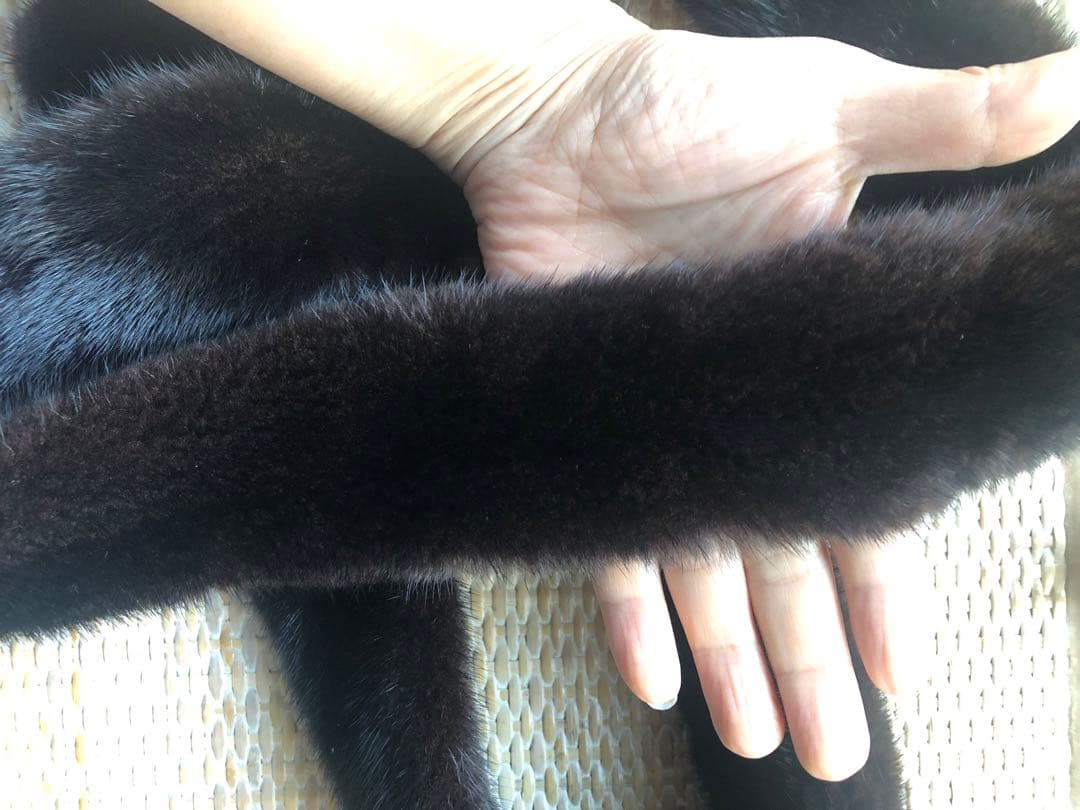 黒ミンク　細ストール160cm 良美品