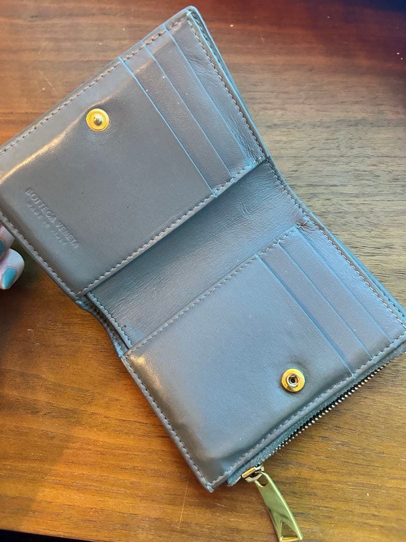 グレー パッチワーク 二つ折り財布