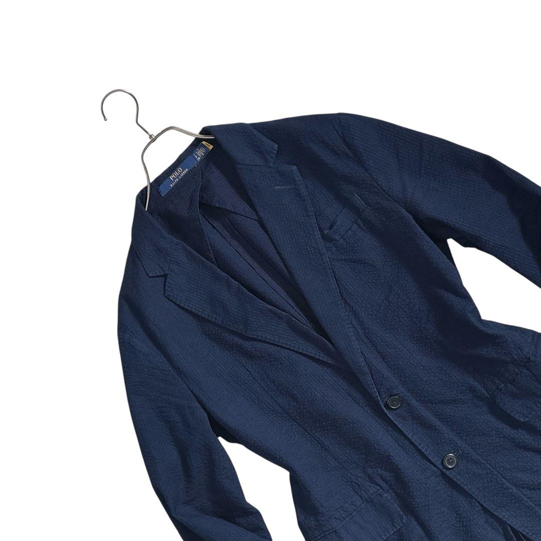 【美品】24SS ポロラルフローレン シアサッカー ジャケット S〜M ネイビー
