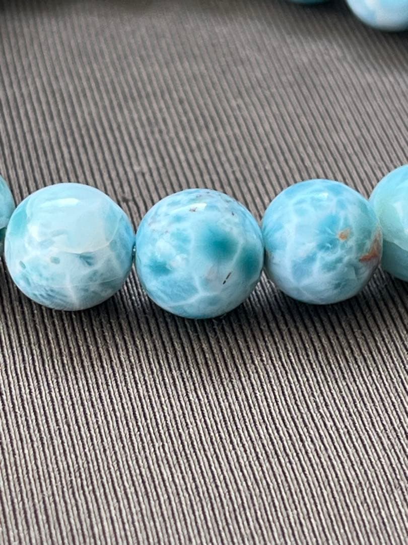 天然石ブレスレット☆品質良し！ラリマー１０ｍｍ☆模様が美しい！