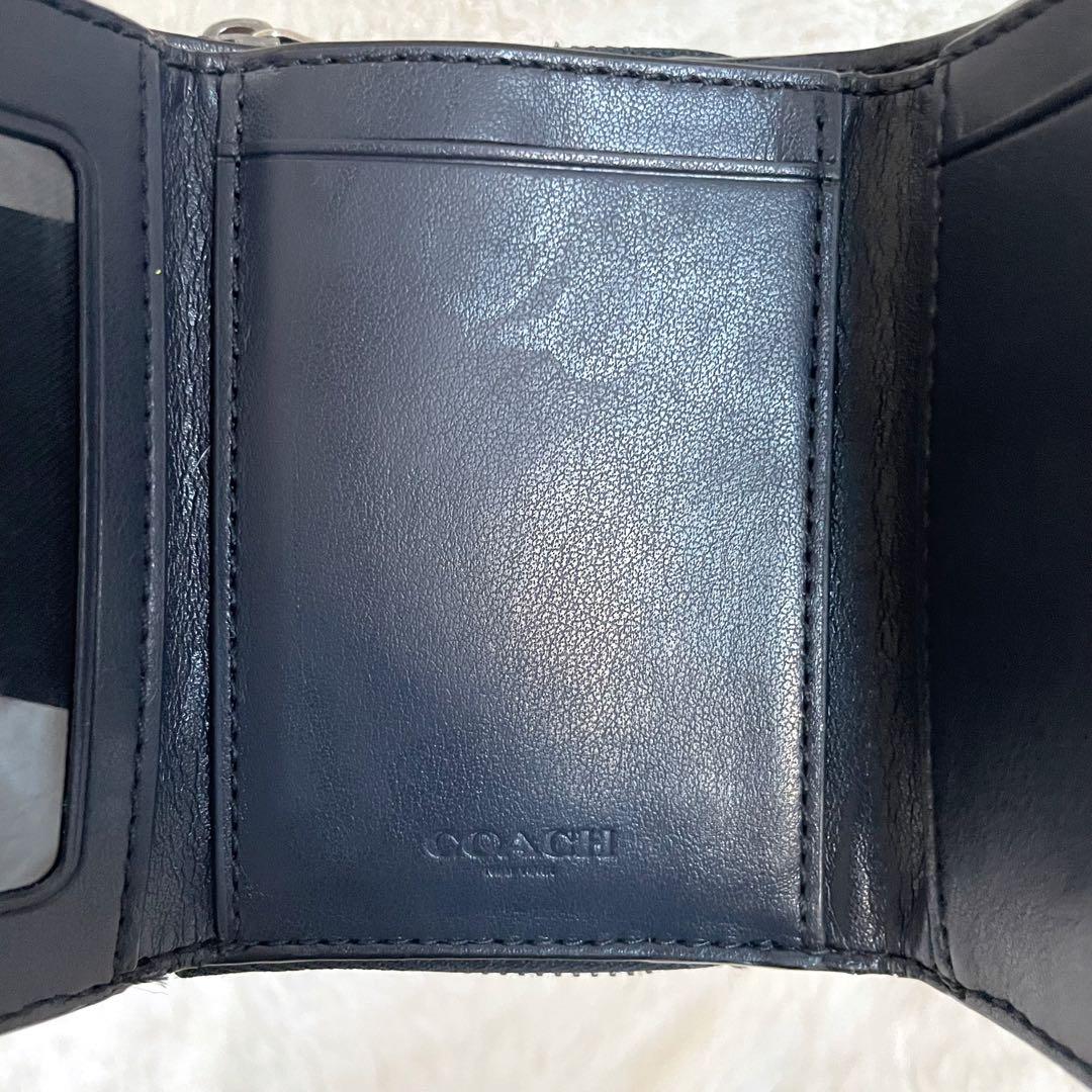 【希少品】COACH バタフライ アップリケ 三つ折り財布 大人可愛い ネイビー