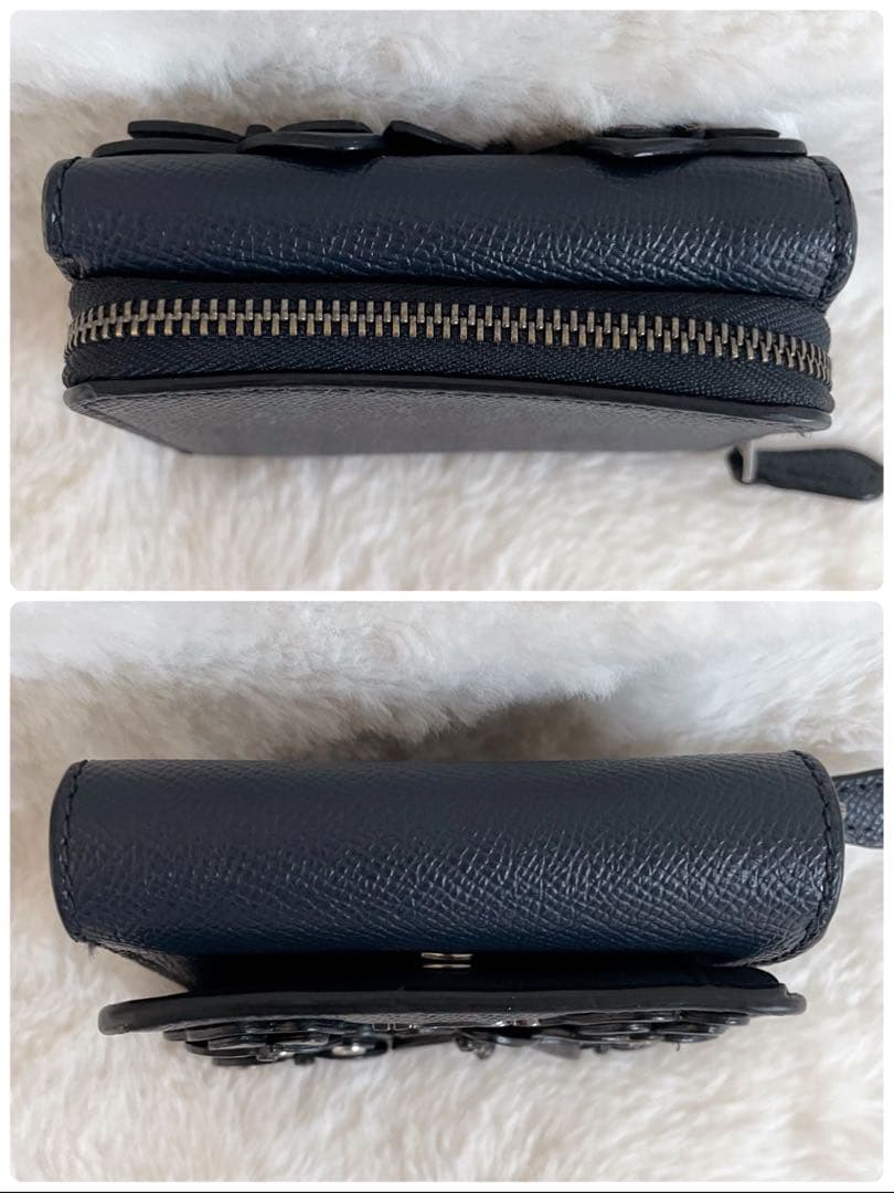【希少品】COACH バタフライ アップリケ 三つ折り財布 大人可愛い ネイビー