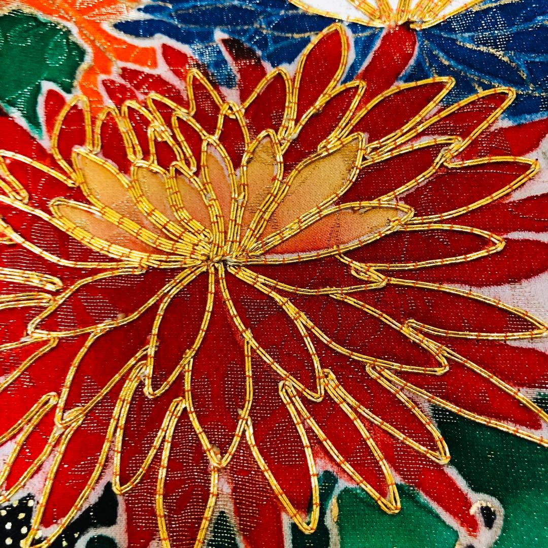 正絹振袖フルセット‼️愛らしいクリーム豪華絢爛菊梅薔薇金糸刺繍見惚れる⭐︎金彩金箔