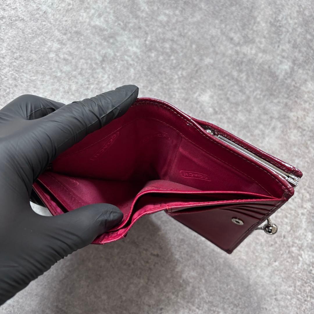 小物 Coach Signature Clasp Bifold Wallet Red