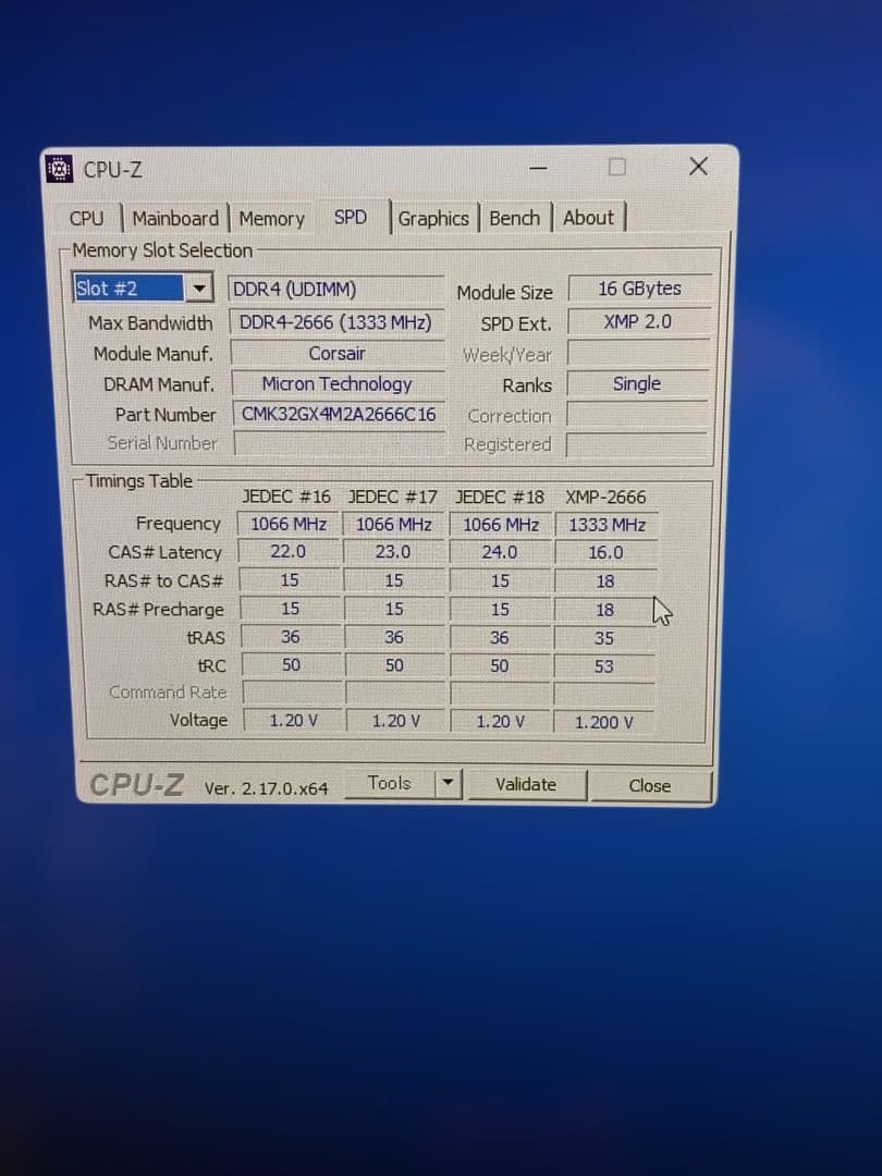 Vengeance DDR4 16GB 2666 1枚