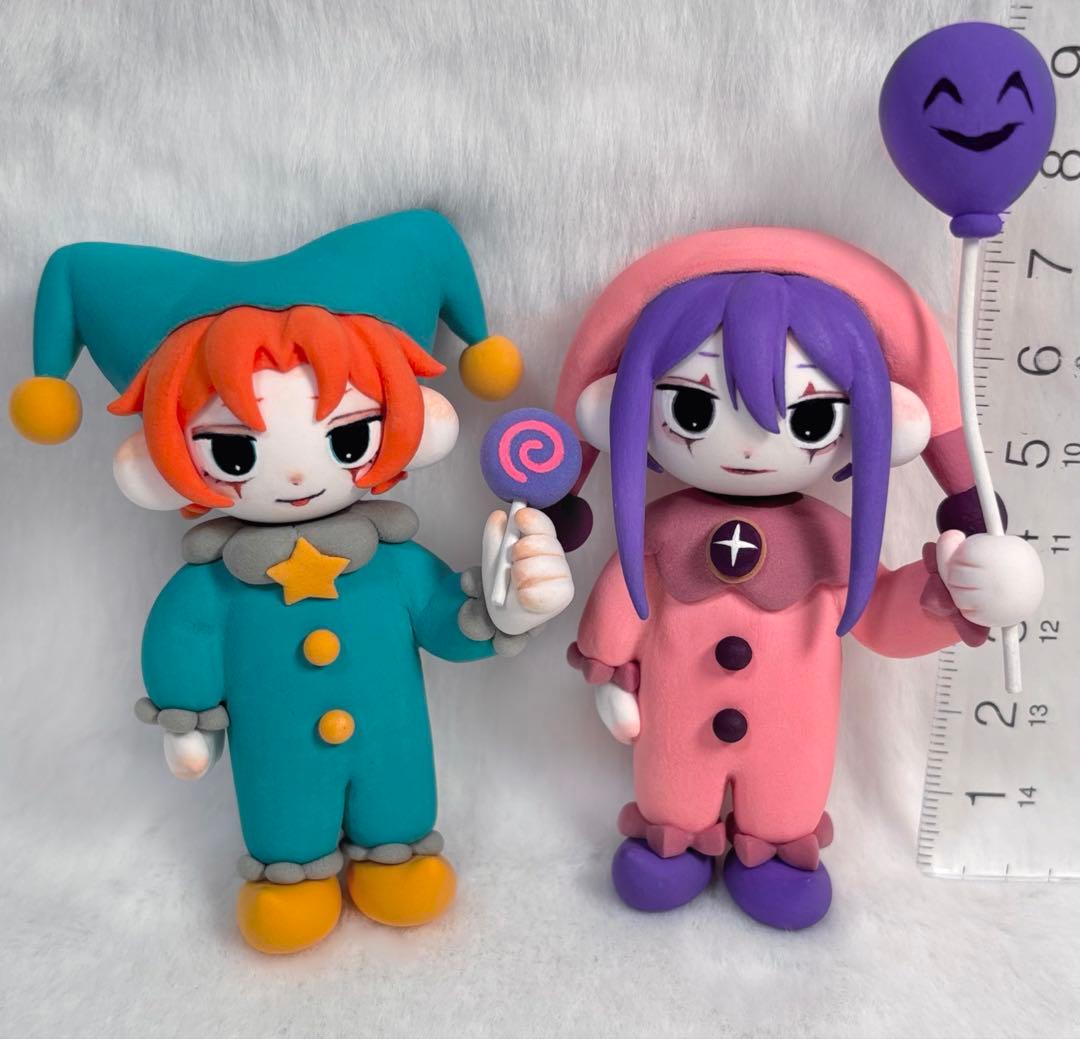 粘土フィギュア　ハンドメイド　ピエロ　人形
