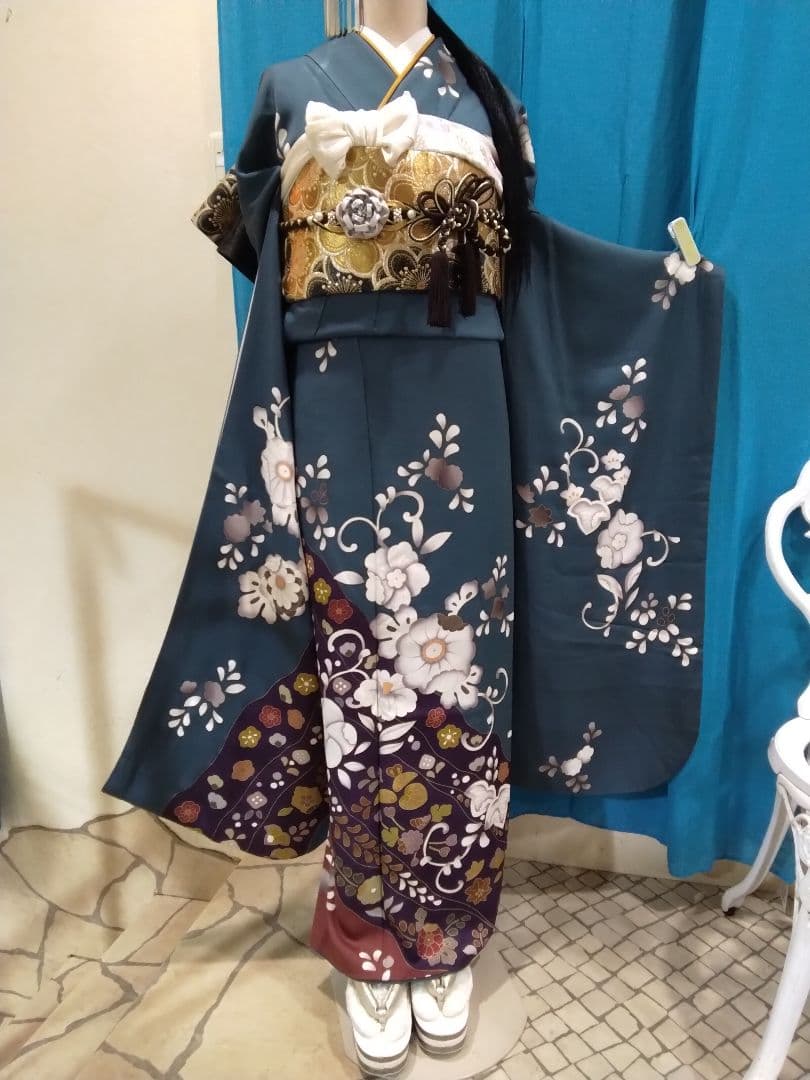 振袖フルセット、鈴乃屋振袖成人式、重ね衿帯揚げ帯締め、西陣袋帯、襦袢、ガード加工