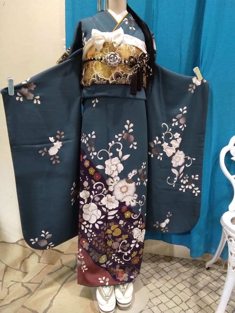 振袖フルセット、鈴乃屋振袖成人式、重ね衿帯揚げ帯締め、西陣袋帯、襦袢、ガード加工