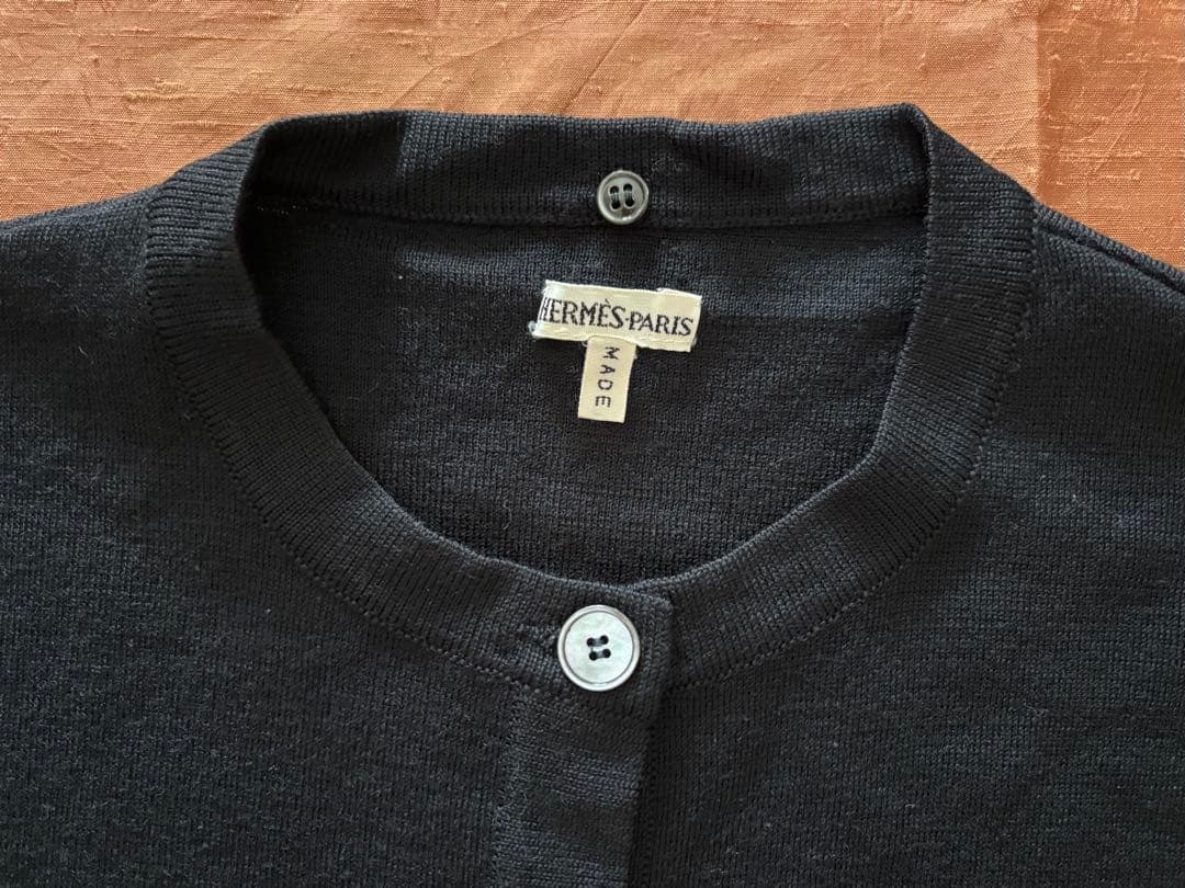HERMES 黒の長袖カーディガンMsize