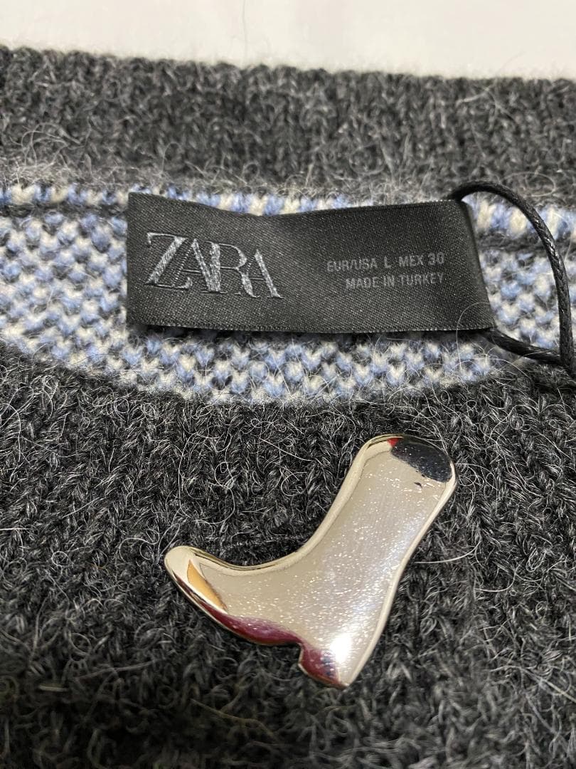完売品 ZARA ジャカードニットボタンカーディガン L 馬柄セーター