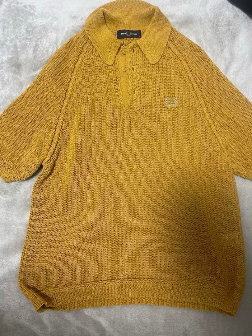 FRED PERRY リネンライク　ニットエディフィス ポロシャツ　黄色