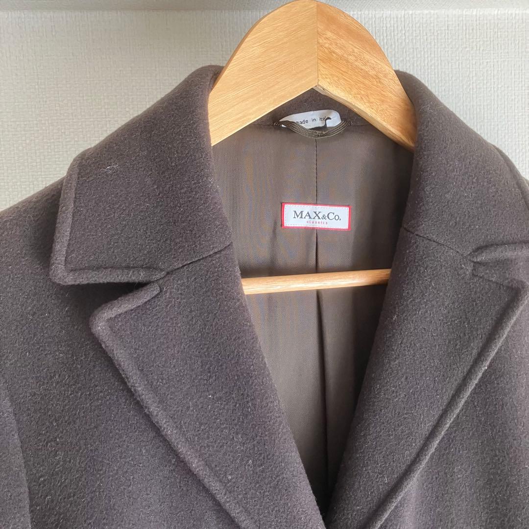 MAX＆Co　ロングコート　マキシ丈　　ラナウール　ダークブラウン　38　美品