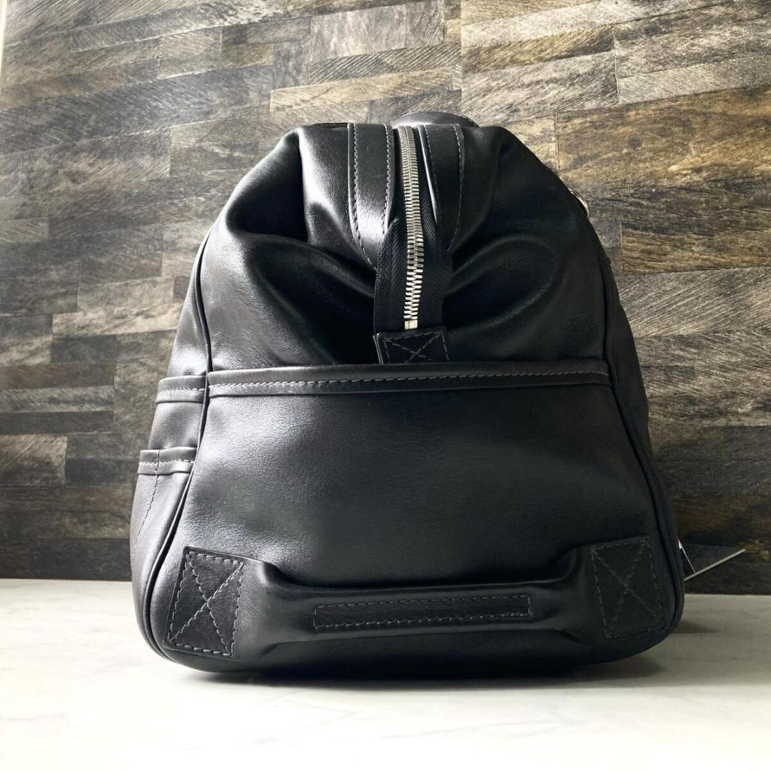 美品 フェラガモ ボストンバッグ レザー 本革 黒 ブラック メンズ