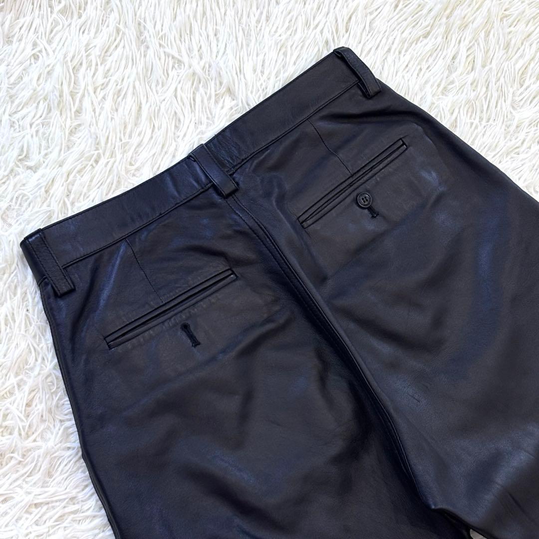 【barassi】バラシ高級 羊革 リアルレザーパンツ ブラック 黒W85