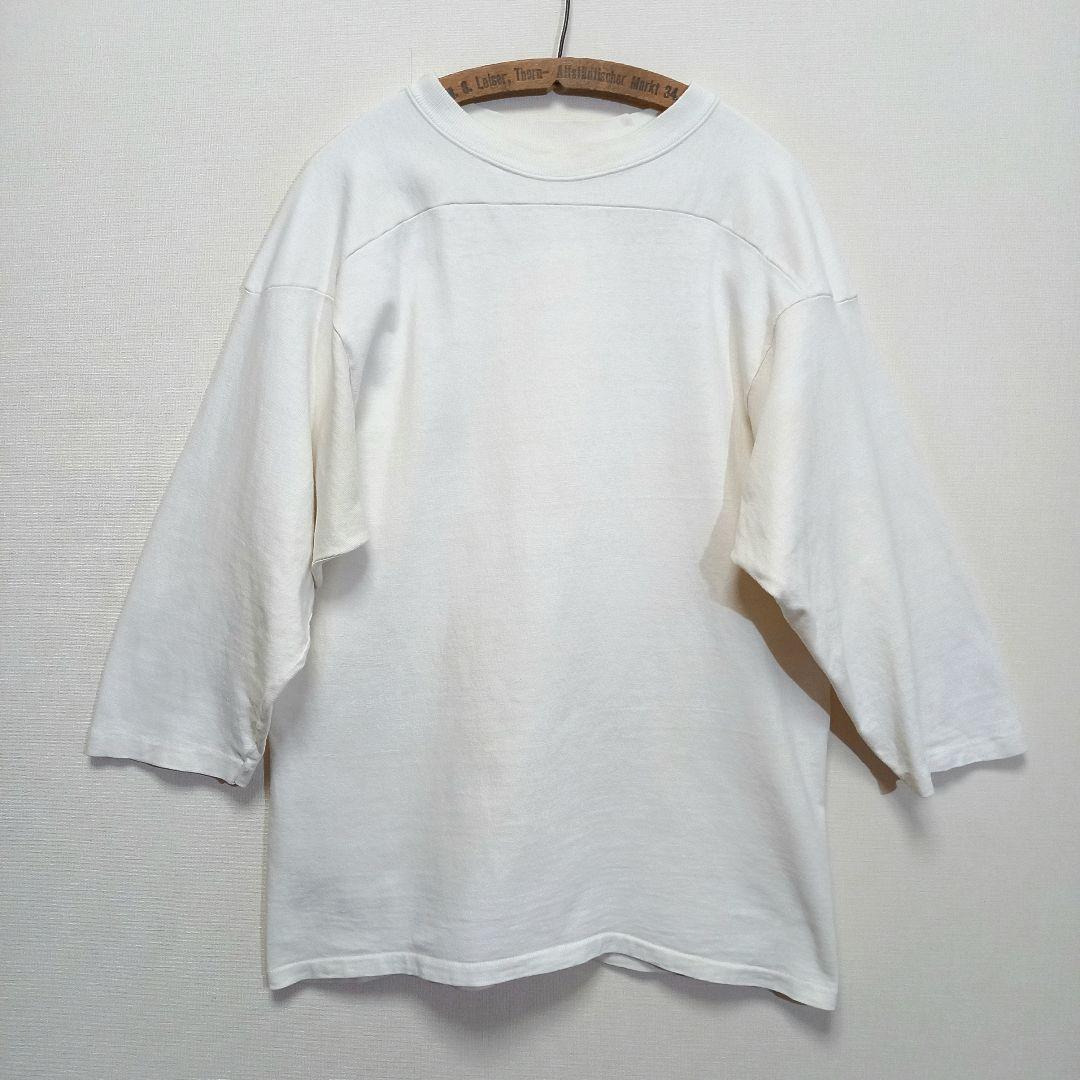 60s ビンテージ 綿100% 無地 8分丈 フットボール Tシャツ 50s
