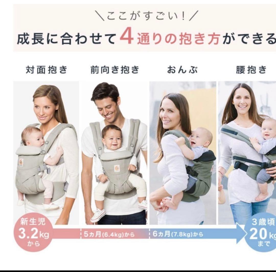 【美品】抱っこ紐エルゴ オムニ360 ベビーウェストベルト付　カーキグリーン