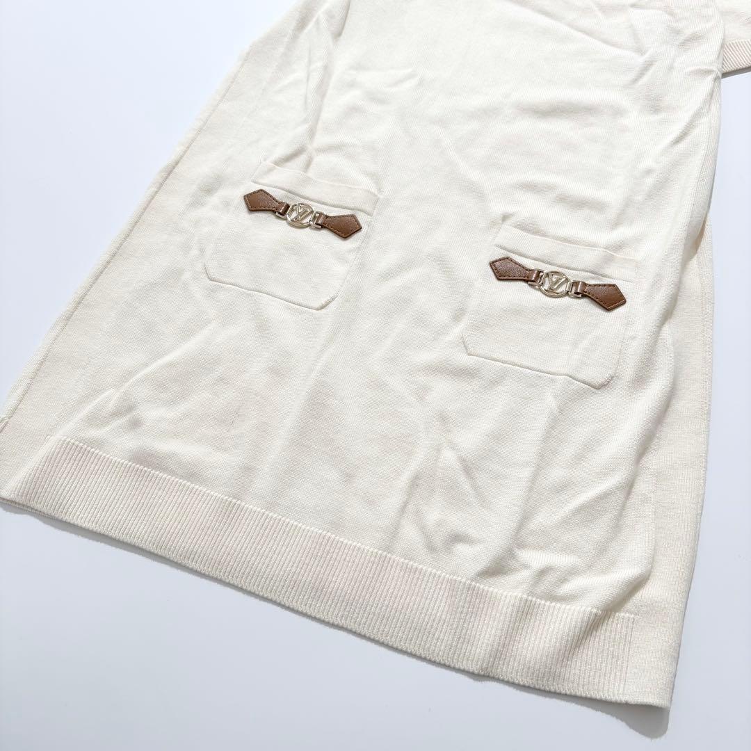 LOUIS VUITTON ニットワンピース 半袖 金ボタン カシミヤ混 M