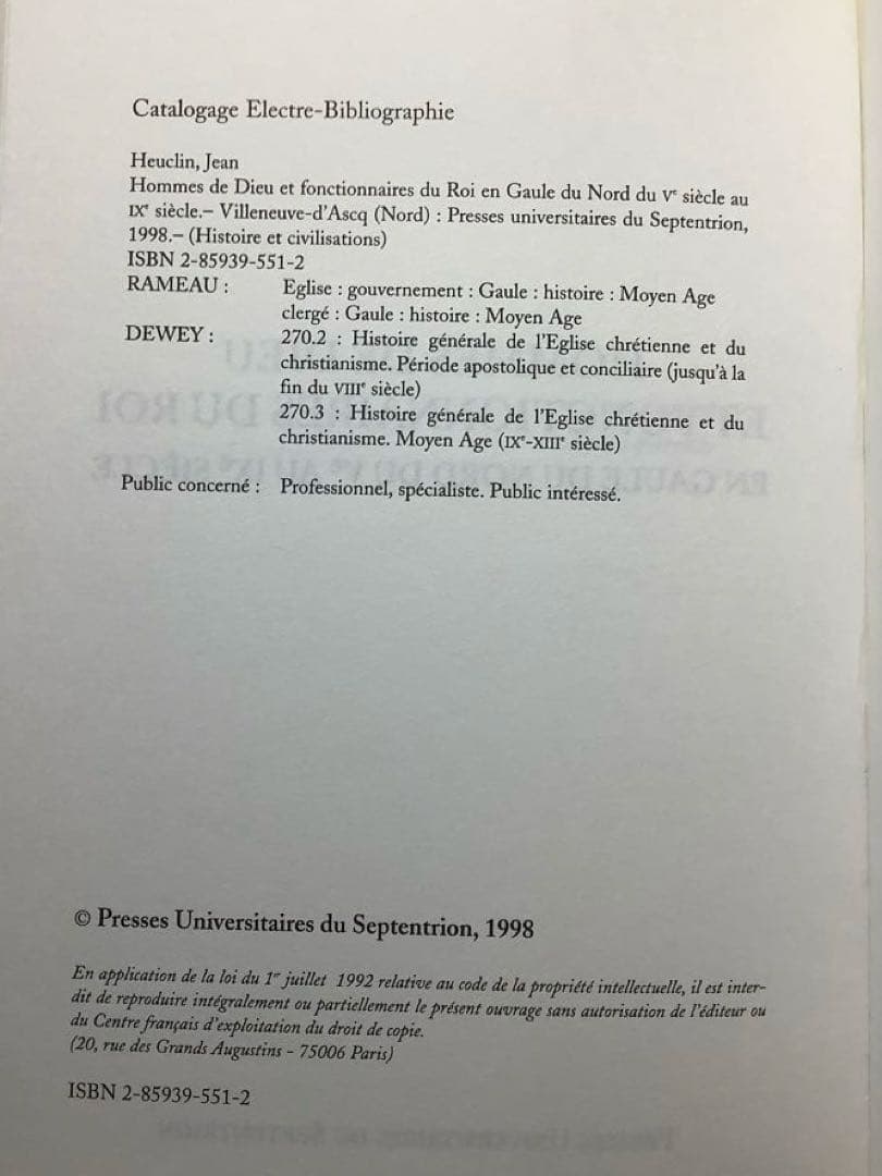 洋書 Hommes de Dieu et Fonctionnaires du Roi