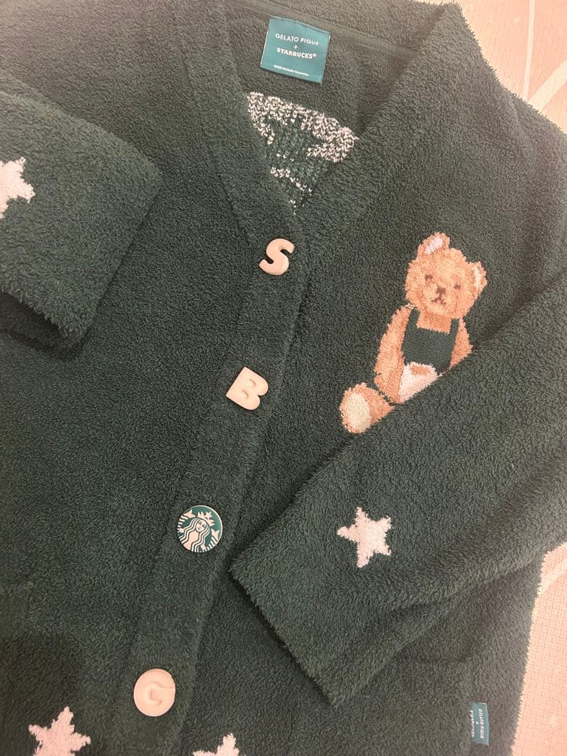スターバックス ジェラートピケクマ刺繍 カーディガン　ジェラピケ