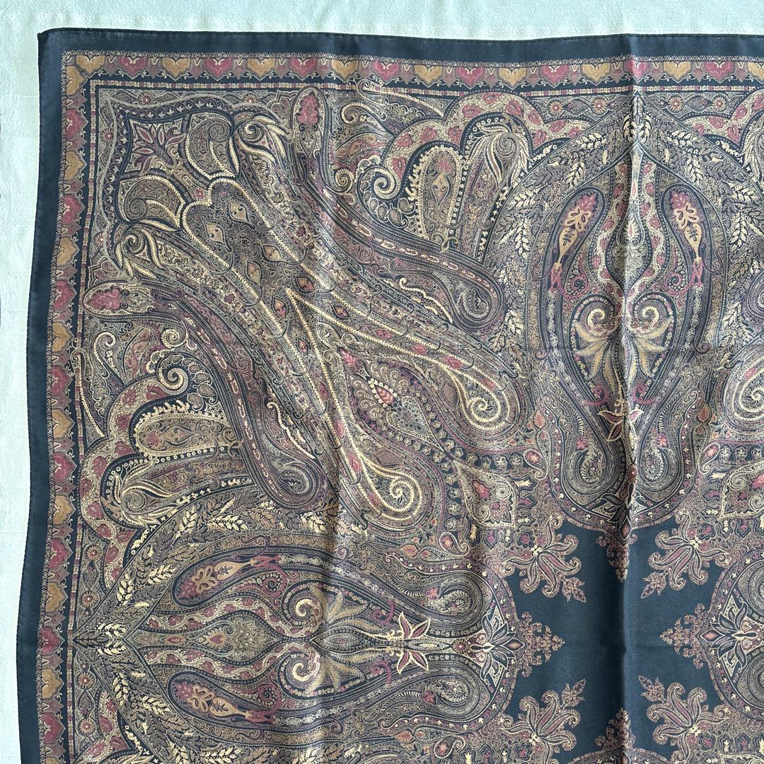 エトロ　ウール&シルク　ショール　ETRO ペイズリー　大判スカーフ　イタリア製