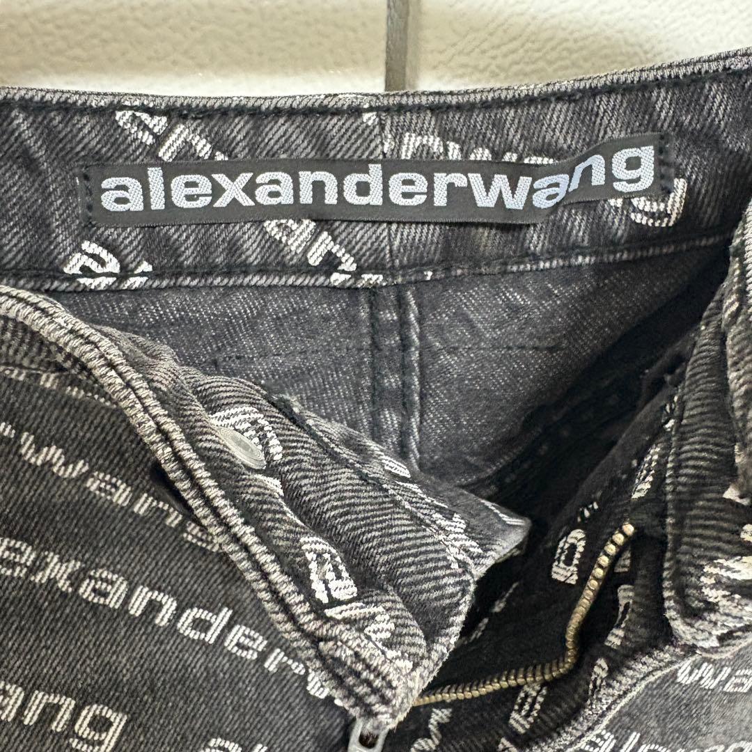 ^*^様 Alexander wangロゴデニムパンツ　ブラック26サイズ
