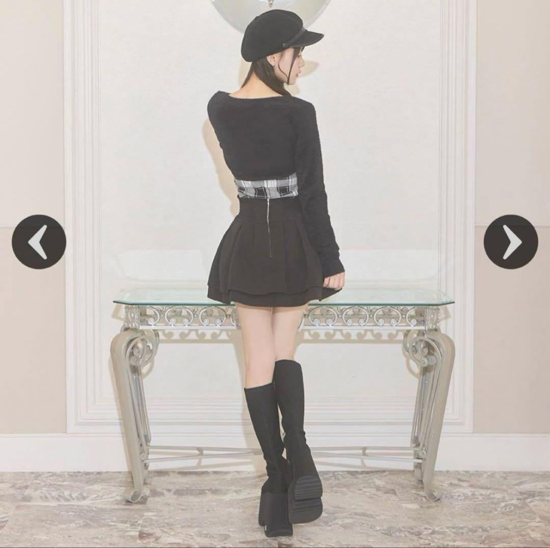 【新品】 ミシェルマカロン シャギーボレロチェックファートップス ブラック