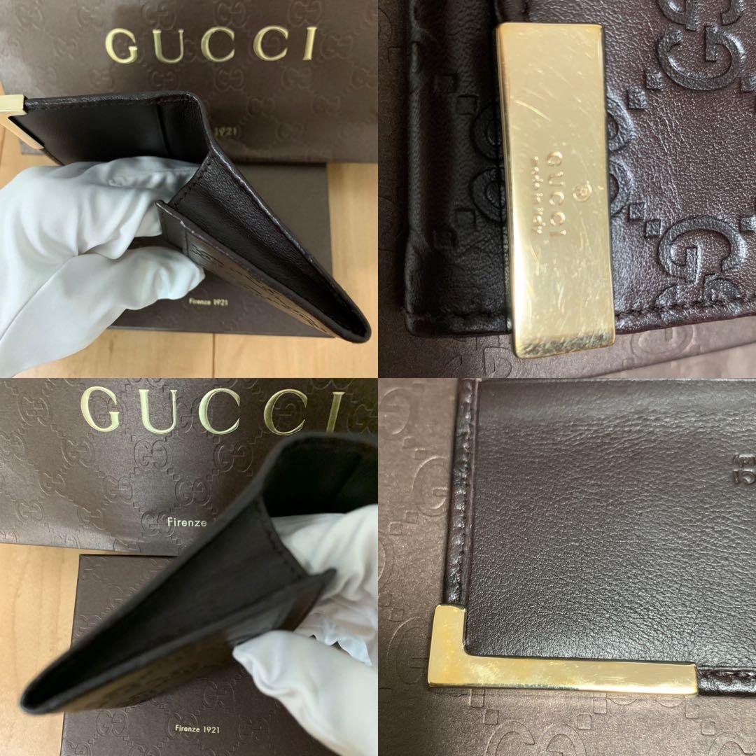 ◆GUCCI シマ レザー カードケース GG柄　名刺入れ