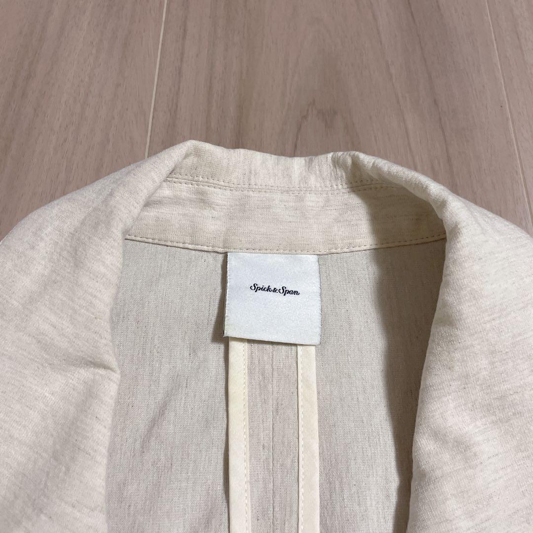 【美品】spick&span レーヨン リネン ジャケット ベージュ 38