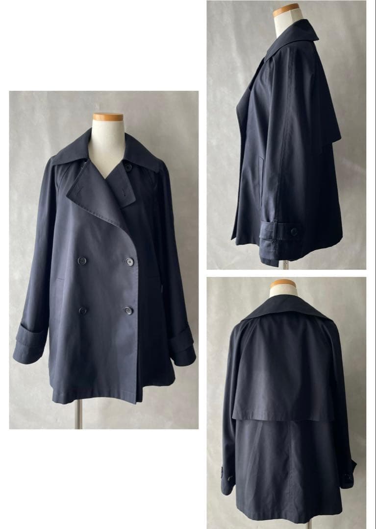 美品✨プラステ　ショートトレンチコート　紺　Mサイズ　綿100% 洗える