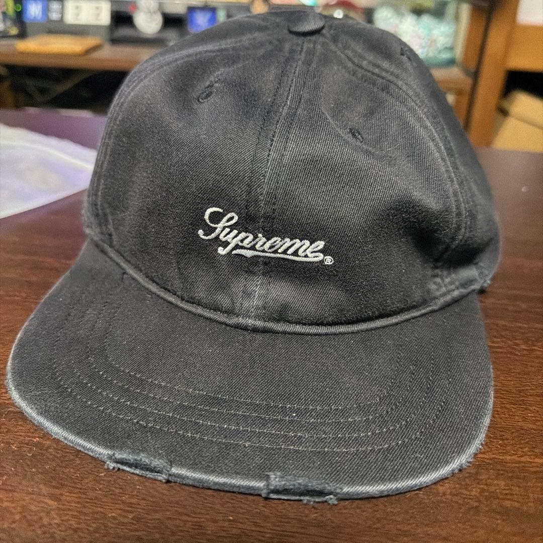 帽子 supreme Distressed Script 6-Panel