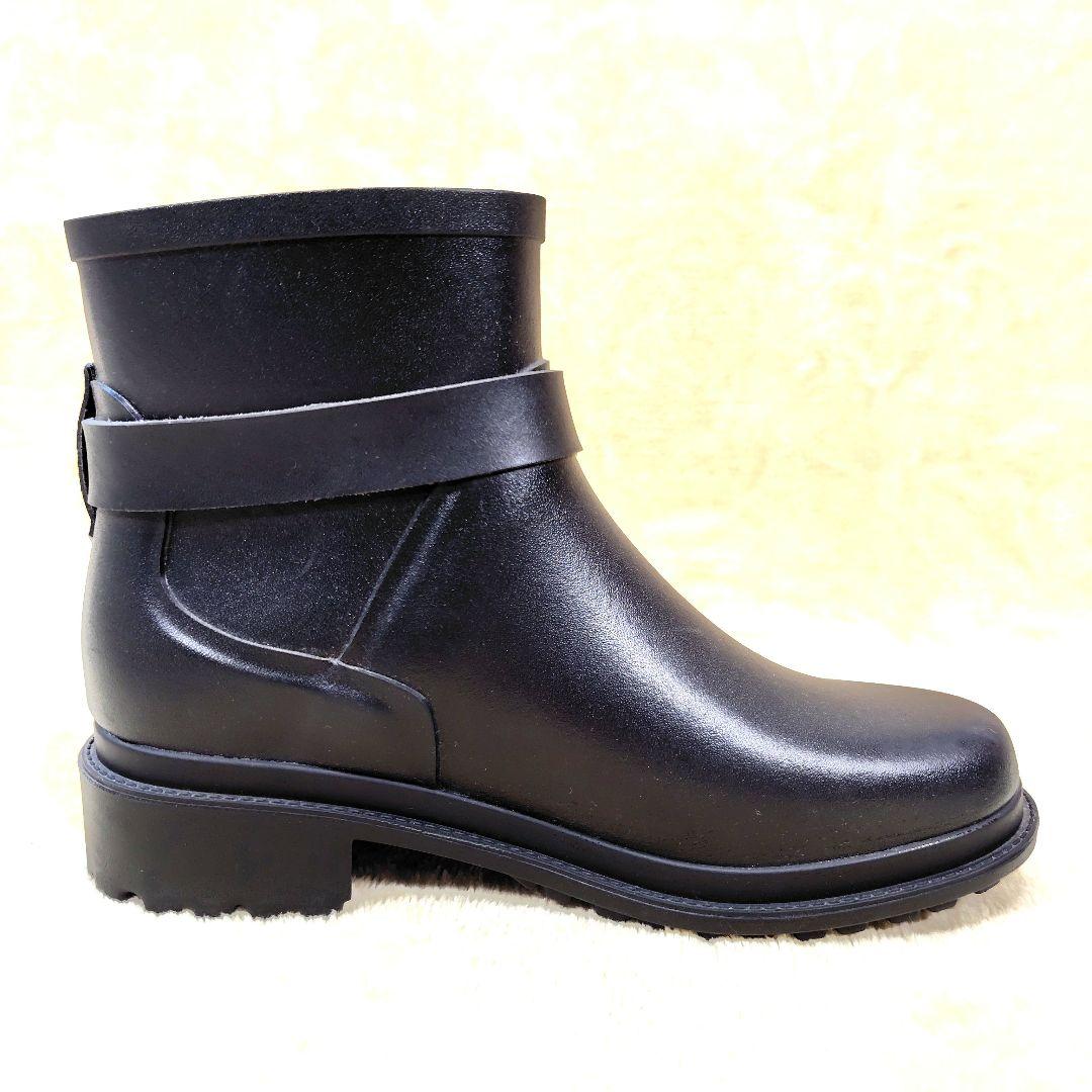 極美品 AIGLE エーグル レインブーツ 長靴 ベルト 25 ブラック 黒