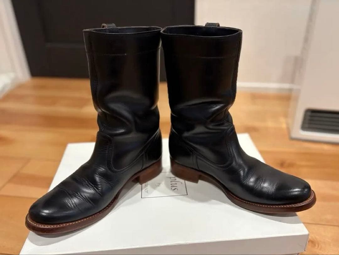 chausser ショセ ブラック レザー エンジニアブーツ ペコスブーツ