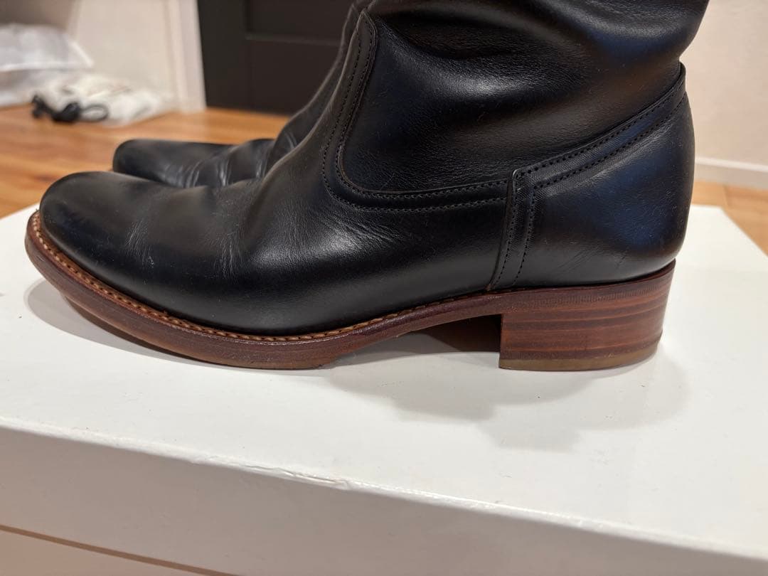 chausser ショセ ブラック レザー エンジニアブーツ ペコスブーツ